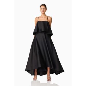 Elliatt Reyna Tiered Maxi Dress in Black wedding Guest Cocktail size S NWT